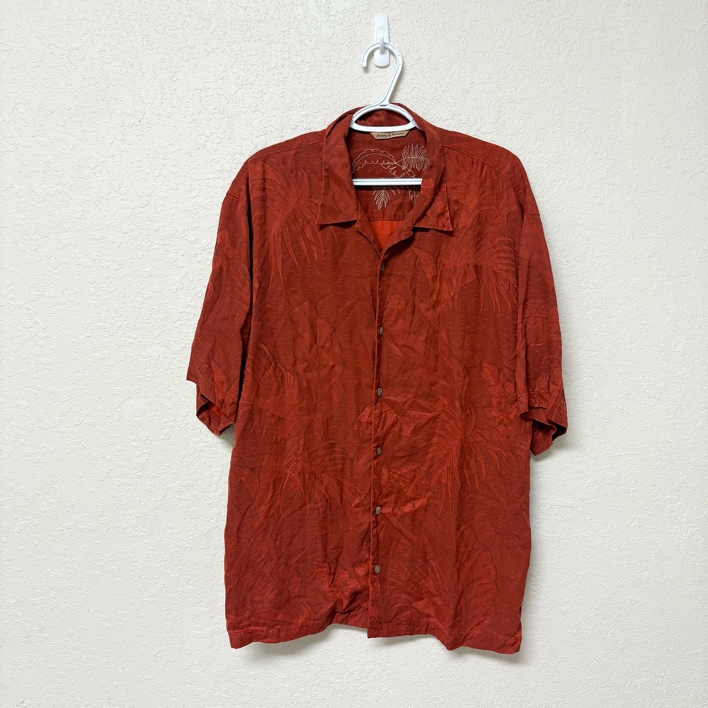 Tommy Bahama 100% Silk Button Down Shirt Men's Orange Size XL
